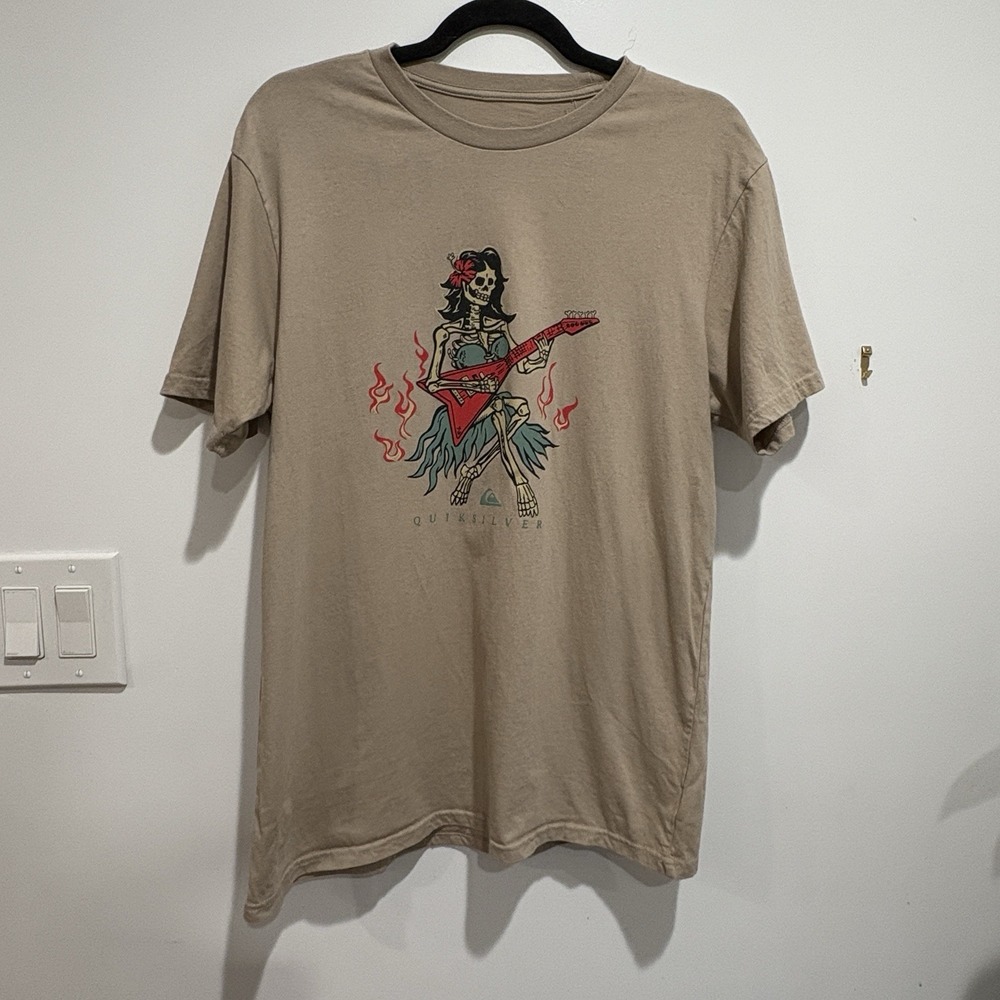 Quiksilver Men's Outer Zone Short Sleeve Tee Shirt Hot Motion Brown Size Medium